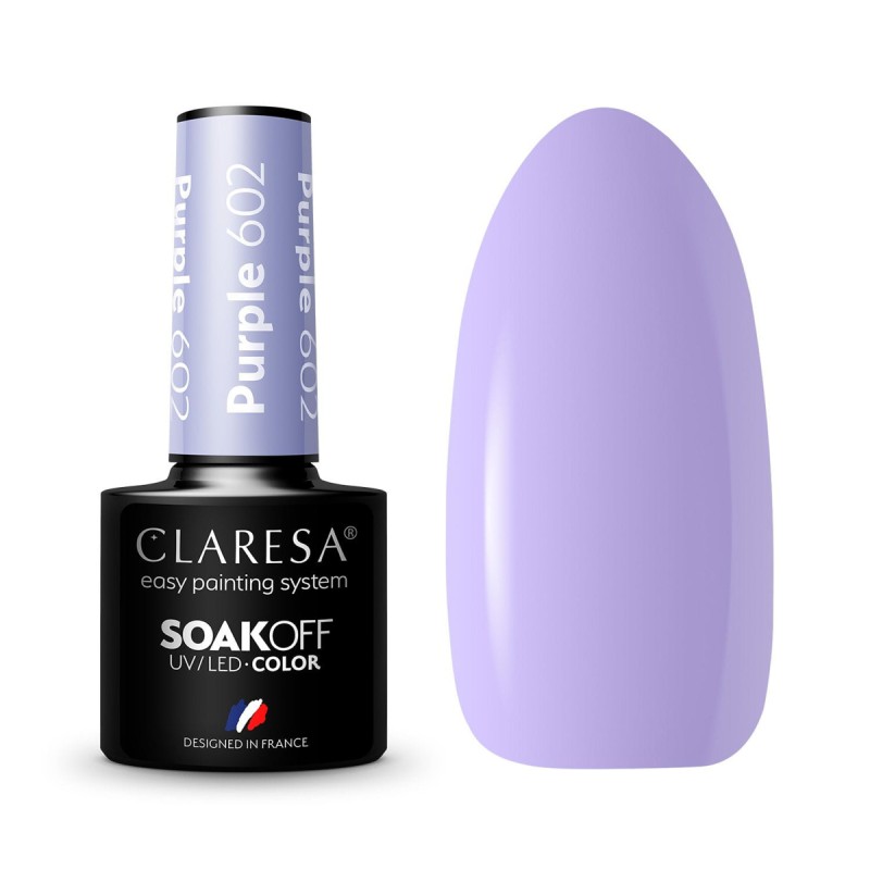 CLARESA Lakier hybrydowy PURPLE 602 -5g -Hybrydowe żele i lakiery- 