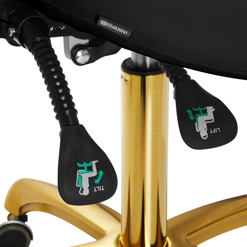 Taboret kosmetyczny 1004 Giovanni złoto czarny -Taborety kosmetyczne i hokery- 