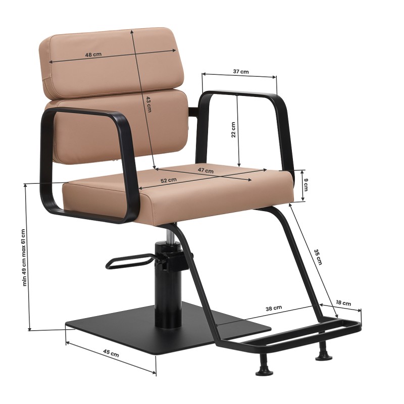 Gabbiano fotel fryzjerski Porto czarno beżowy -Meble fryzjerskie- 