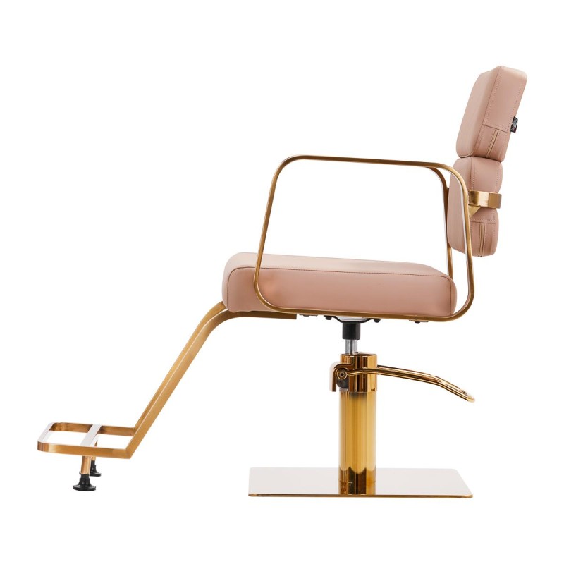 Złoto-beżowy fotel fryzjerski Porto Pro