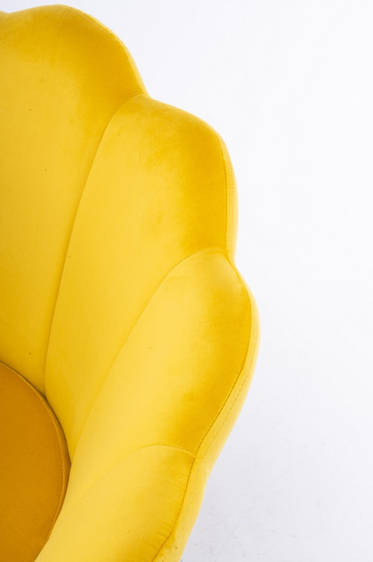 fotele muszelka żółte welur srebrne nogi